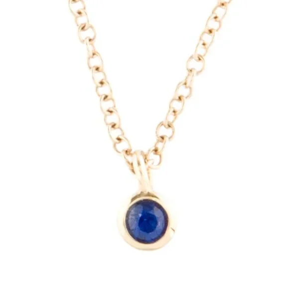 EF COLLECTION 14K YELLOW GOLD SAPPHIRE PENDANT NECKLACE - Picture 2 of 9